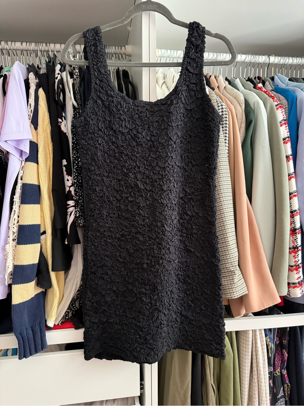 Y2K Black Textured Sleeveless Bodycon Style Dress